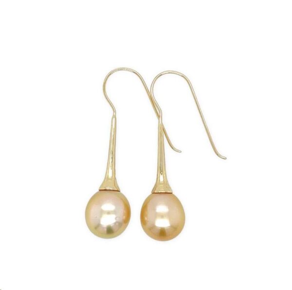 9ct Gold 11-12mm Golden South Sea Pearl Hooks