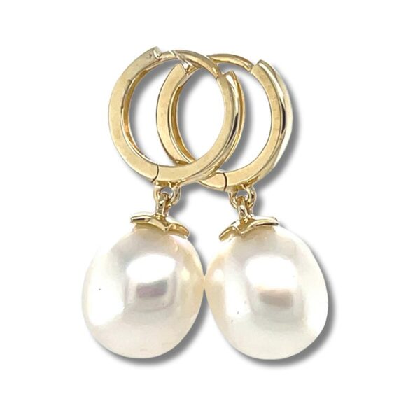 9ct Gold 9mm South Sea Pearl Huggie Hoops