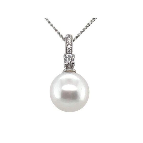 9ct White Gold 10-11mm South Sea Pearl & Diamond Enhancer Pendant