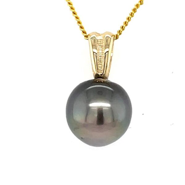 9ct Yellow Gold 10mm Tahitian Pearl Pendant