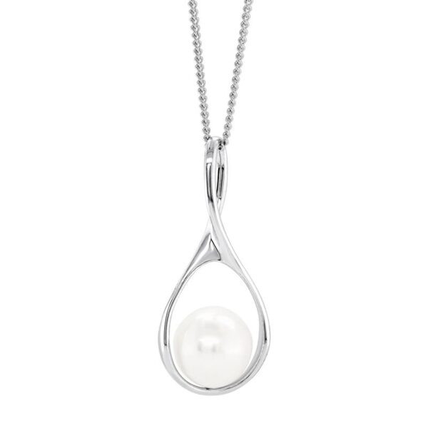 9ct White Gold 9-10mm South Sea Pearl Loop Pendant