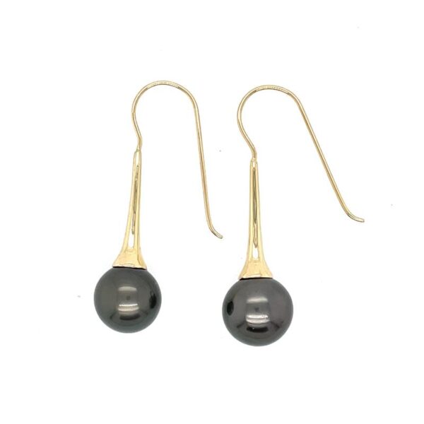 9ct Gold 8-10mm Tahitian Pearl Hooks