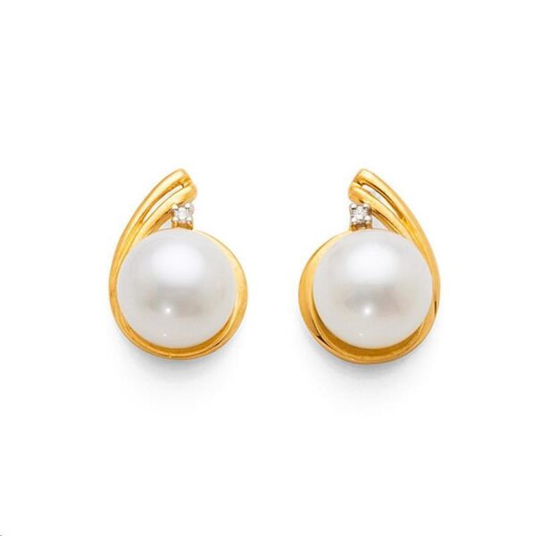 9ct Gold 8-9mm South Sea Pearl & Diamond Studs