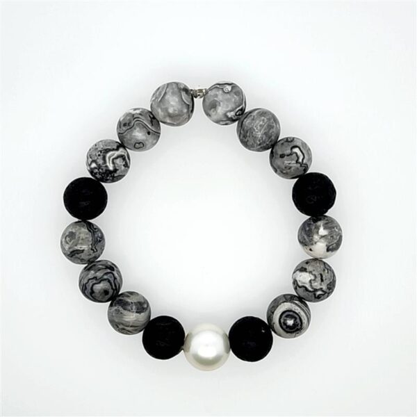 Arafura Collection South Sea Pearl & Jasper/Lava Bracelet