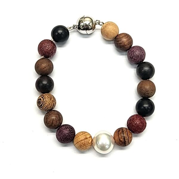 Arafura Collection South Sea Pearl & Mixed Wood Bracelet