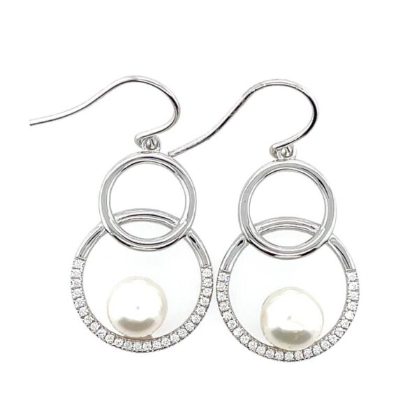 Sterling Silver 8-9mm South Sea Pearl Circle Hooks