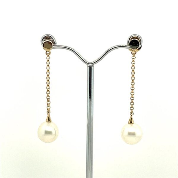 9ct Gold 8-9mm South Sea Pearl Drop Studs