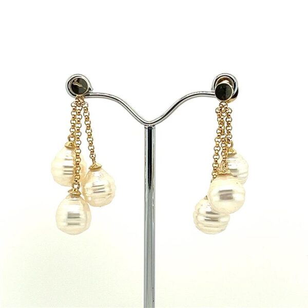 9ct Yellow Gold South Sea Pearl Multi Drop Studs