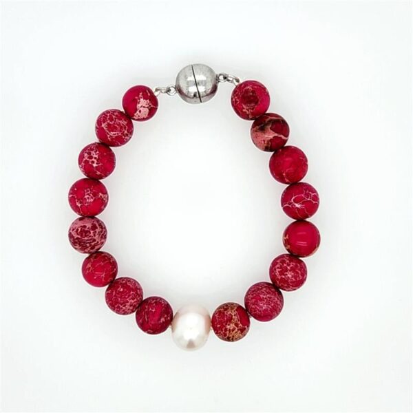 Arafura Collection South Sea Pearl & Crimson Regalite Bracelet