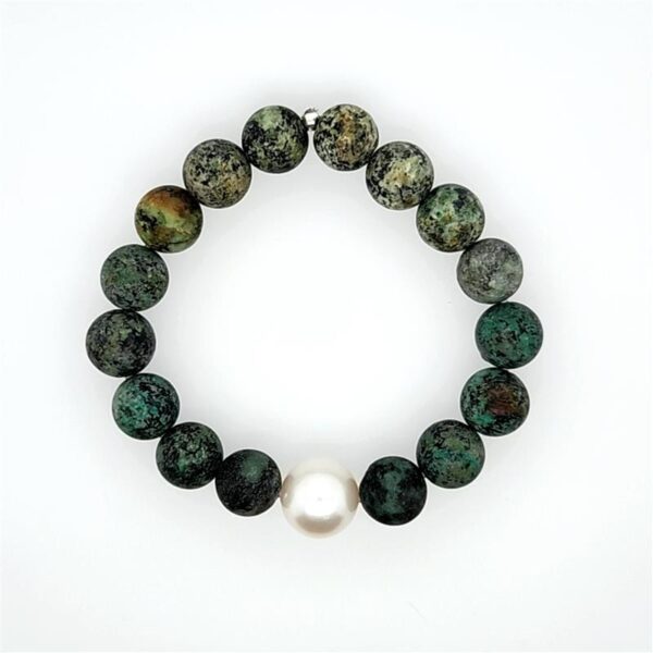 Arafura Collection South Sea Pearl & Green Serpentine Bracelet