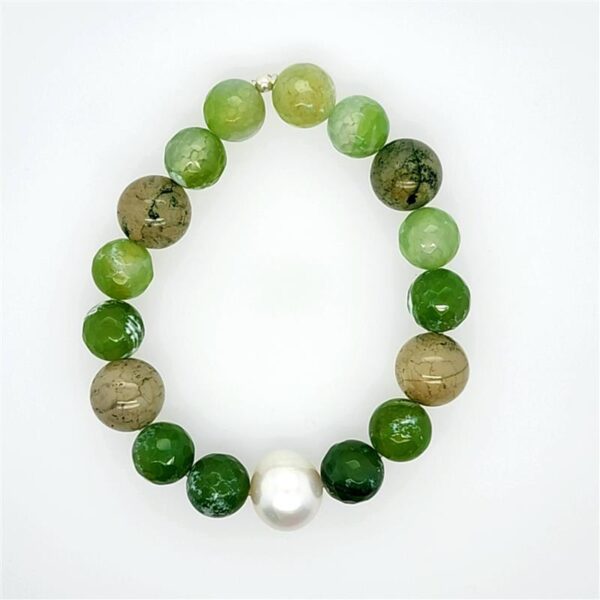 Arafura Collection South Sea Pearl & Green Agate Bracelet