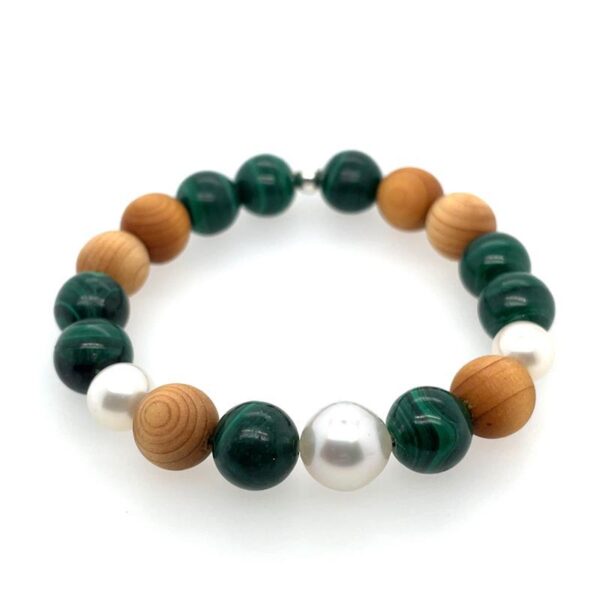 Arafura Collection South Sea Pearl, Malachite & Sandalwood Bracelet