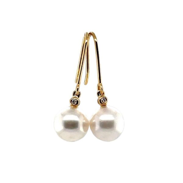 9ct Gold 9-10mm South Sea Pearl & Diamond Hooks