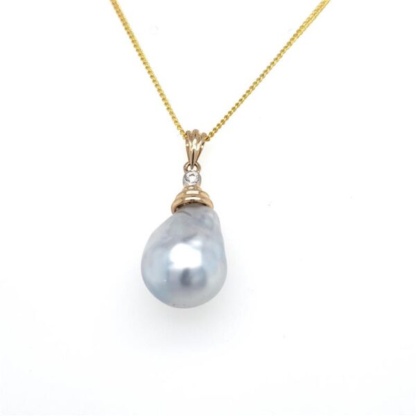 9ct Gold 13-17mm Baroque South Sea Pearl Pendant