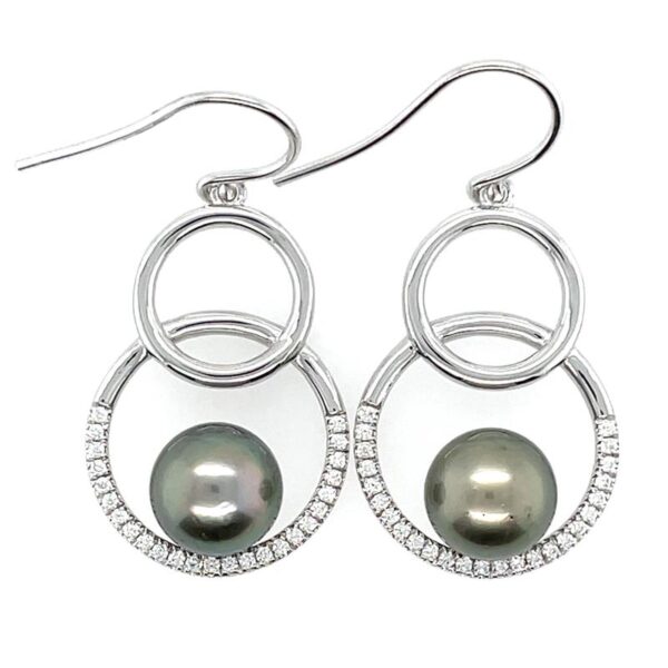 Sterling Silver 8-9mm Tahitian Pearl Circle Hooks