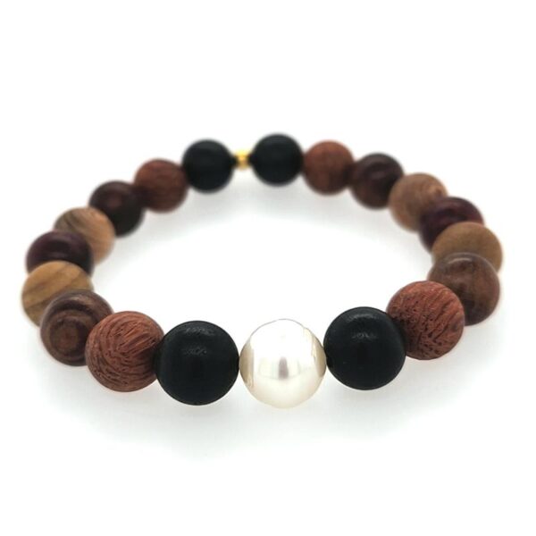 Arafura Collection South Sea Pearl & Mixed Wood Bracelet