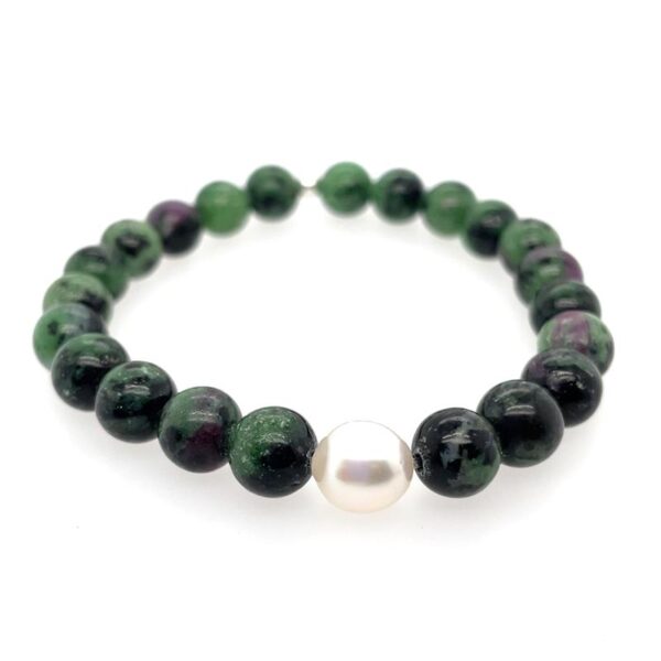 Arafura Collection South Sea Pearl & Zoisite with Ruby Bracelet