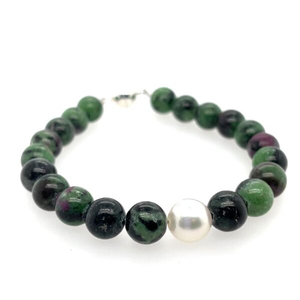 Arafura Collection South Sea Pearl & Zoisite with Ruby Bracelet